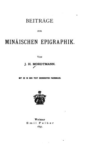 Beiträge zur minäischen Epigraphik