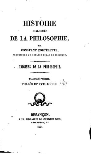 Histoire dialoguée de la philosophie