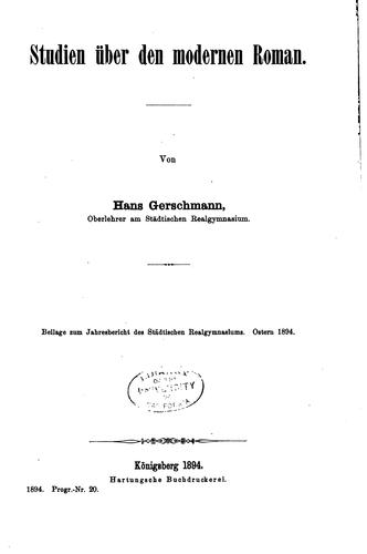 Studien über den modernen Roman