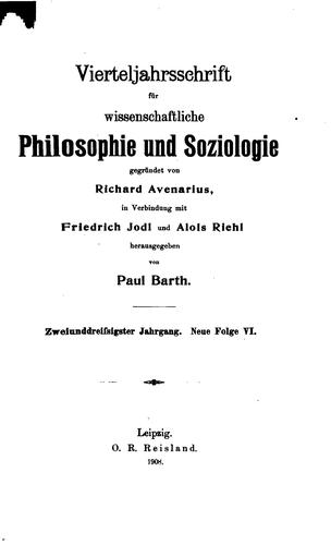 Vierteljahrsschrift für wissenschaftliche Philosophie