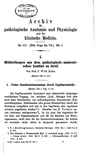 Archiv fuer pathologische anatomie und physiologie und klinische