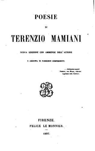 Poesie di Terenzio Mamiani