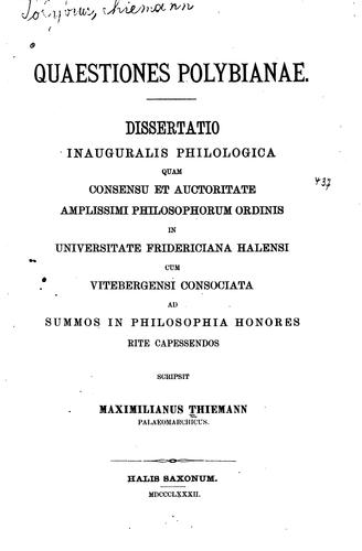 Quaestiones Polybianae