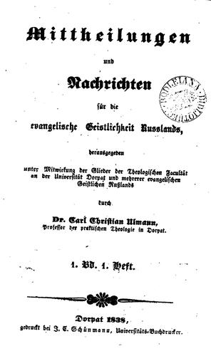 Mittheilungen und Kachrichten