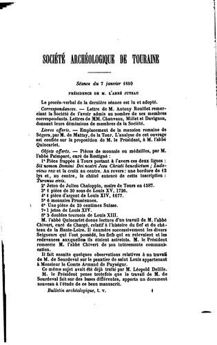 Bulletin trimestriel de la Société archéologique de Touraine