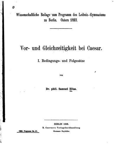Vor- und Gleichzeitigkeit bei Caesar