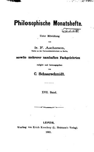 Philosophische Monatshefte