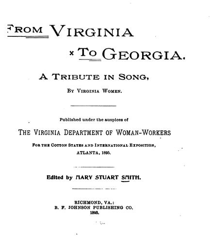 From Virginia to Georgia: A Tribute in Song, by Virginia Women