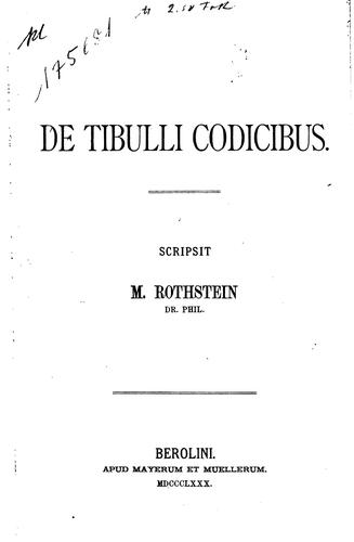 De Tibulli codicibus