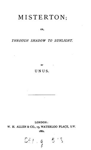 Misterton; or, Through shadow to sunlight