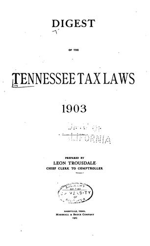 Digest of the Tennessee Tax Laws 1903