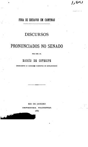 Fuga de escravos em campinas: discursos pronunciados no Senado