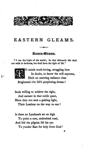 Eastern gleams; metrical essays and poems on the gospel history