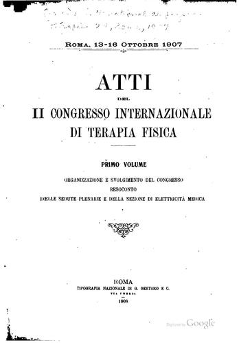 Congrg̀res internaional de physiothérapie: Rapport