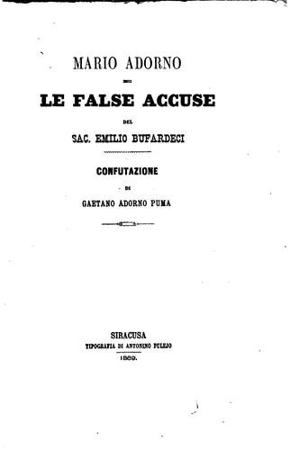 Mario Adorno e le false accuse del sac. Emilio Bufardeci
