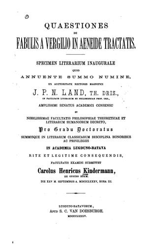 Quaestiones de Fabulis a Vergilio in Aeneid Tractatis