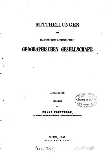 Mitteilungen der kaiserlich-königlichen geographischen Gesellschaft