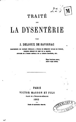 Traité de la dysentérie