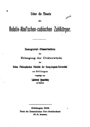 Ueber die Theorie der relativ-abel'schen-cubischen Zahlkörper