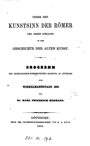 Ueber Den Kunstsinn Der Romer