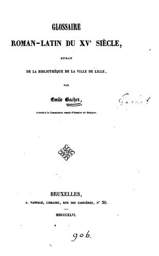 Glossaire roman-latin du xve siècle, extrait de la bibliothèque de la ville de Lille