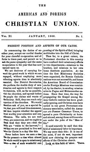 The Christian World: The Magazine of the American and Foreign Christian Union