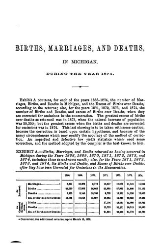 Annual report relating to the registry and return of births, marriages, and deaths, in Michigan ...