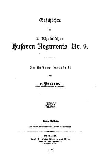 Geschichte des 2. Rheinischen Husaren-regiments NR. 9