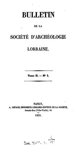 Bulletin de la Société d'archéologie lorraine
