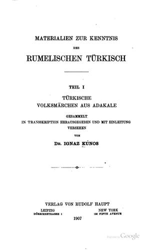 Beitraege zum Studium der türkischen Sprache und Literatur