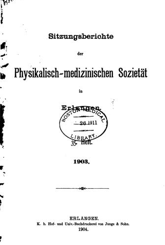 Sitzungsberichte der Physikalisch-medicinischen Societät zu erlangen