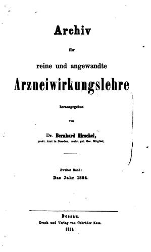 Archiv für reine und angewandte Arzneiwirkungslehre