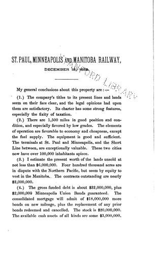 The Saint Paul, Minneapolis and Manitoba Railway Company as an Investment Property