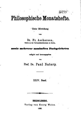 Philosophische Monatshefte