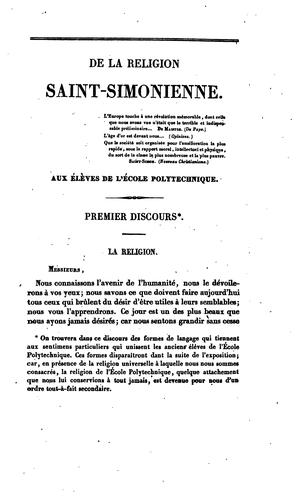 De la religion Saint-Simonienne