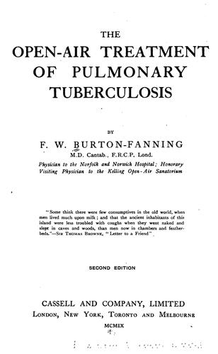 The Open-air treatment of pulmonary tuberculosis