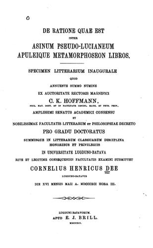 De ratione quae est inter Asinum pseudo-Lucianeum Apuleique Metamorphoseon libros ...