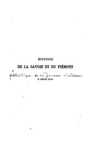 Histoire de la Savoie et du Piémont