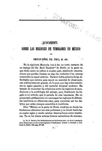 Sobre las regiones de temblores en México