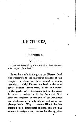 The temptation of our blessed Lord. A ser. of lectures