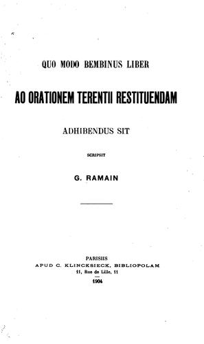 Quo modo Bembinus liber ad orationem Terentii restituendam adhibendus sit
