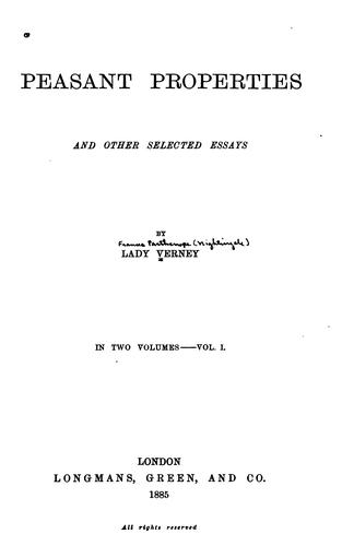 Peasant Properties: And Other Selected Essays