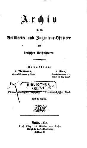 Archiv für die Artillerie- und Ingenieur-offiziere des deutschen Reichsheeres