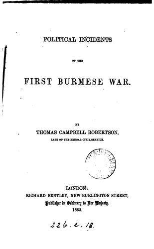 Political incidents of the first Burmese war