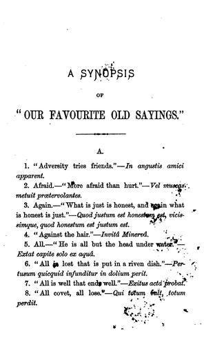 A synopsis of 'our favourite old sayings', in English and Latin