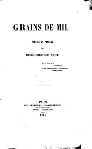 Grains de mil: poesies et pensees
