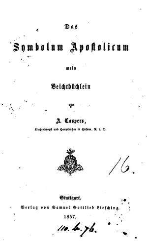 Das Symbolum apostolicum mein Beichtbüchlein