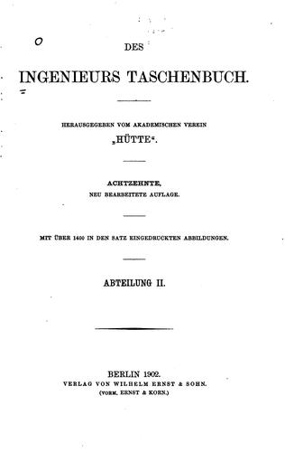Des Ingenieurs Taschenbuch