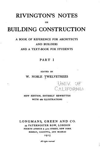 Rivington's Notes on Building Construction