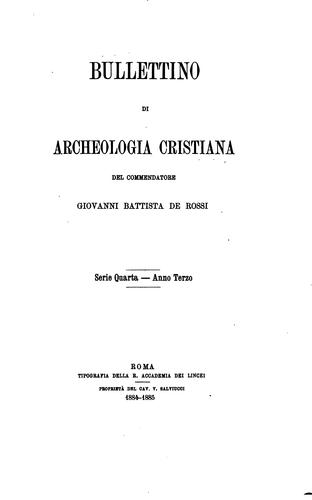 Bullettino di archeologia cristiana ....